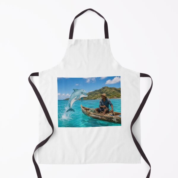Item preview, A dolphin playing with a fisherman in a turquoise sea in Mayotte designed and sold by FoxinhoSoumaila.