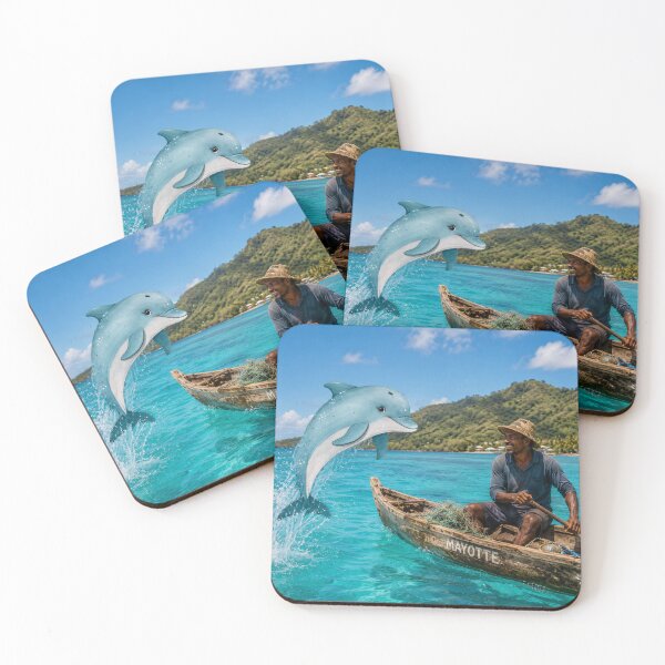 Item preview, A dolphin playing with a fisherman in a turquoise sea in Mayotte designed and sold by FoxinhoSoumaila.