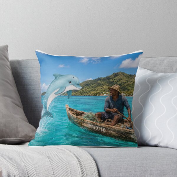 Item preview, A dolphin playing with a fisherman in a turquoise sea in Mayotte designed and sold by FoxinhoSoumaila.