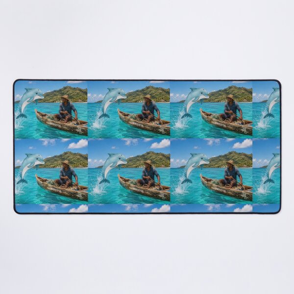 Item preview, A dolphin playing with a fisherman in a turquoise sea in Mayotte designed and sold by FoxinhoSoumaila.