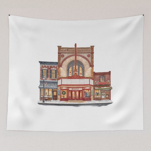 Item preview, Vintage Christmas Cinema Street  designed and sold by CozyinTime.