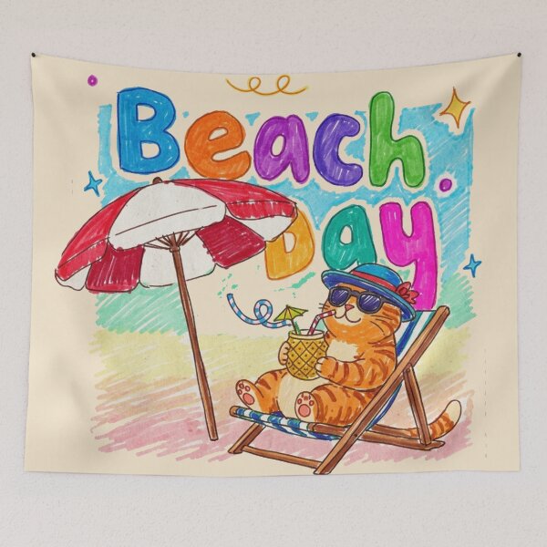 Item preview, Chilling Tabby: Beach Day Vibes designed and sold by BLUESKY11a.
