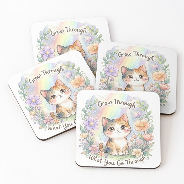 Item preview, Lani “Grow Through What You Go Through” Botanical Cat Sticker | Pastel Rainbow Garden Art designed and sold by LaniDigitalNook.