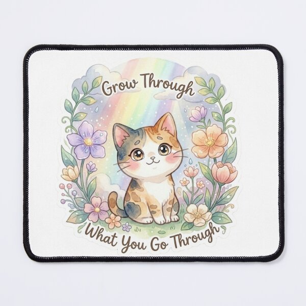 Item preview, Lani “Grow Through What You Go Through” Botanical Cat Sticker | Pastel Rainbow Garden Art designed and sold by LaniDigitalNook.