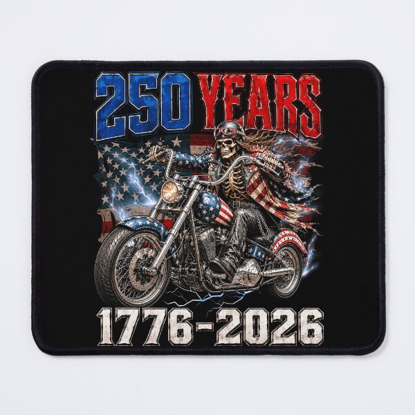 Item preview, 250 Anniversary USA 250th American Skull Motorcycle USA Flag designed and sold by schoolofbullies.