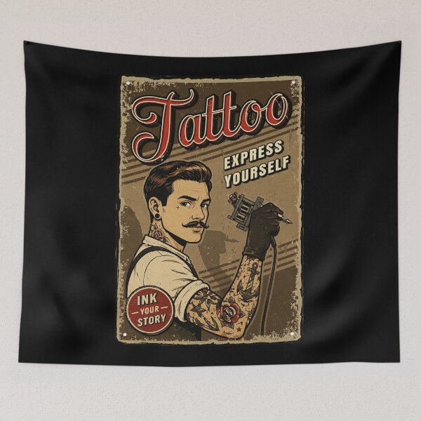 Item preview, Vintage Tattoo Artist Poster with Retro Ink Studio Attitude designed and sold by Modaozushi216.