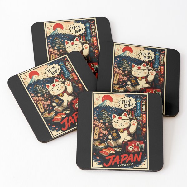 Item preview, Retro Japan Travel Cat Poster with Lucky Mascot Street Vibes designed and sold by eliramaison.