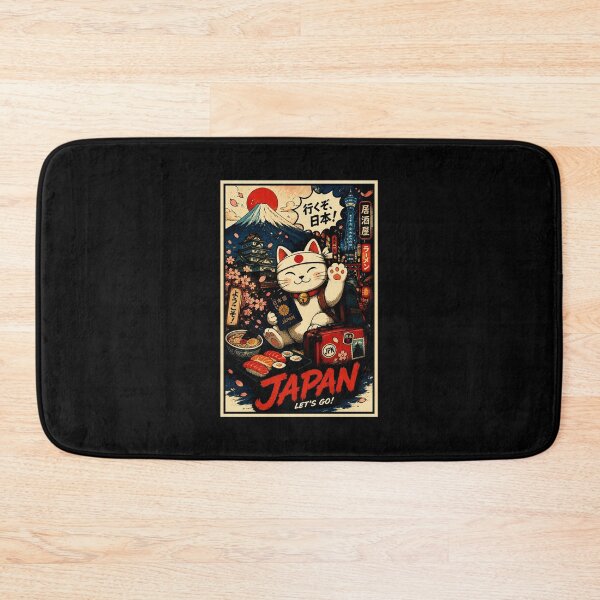 Item preview, Retro Japan Travel Cat Poster with Lucky Mascot Street Vibes designed and sold by eliramaison.