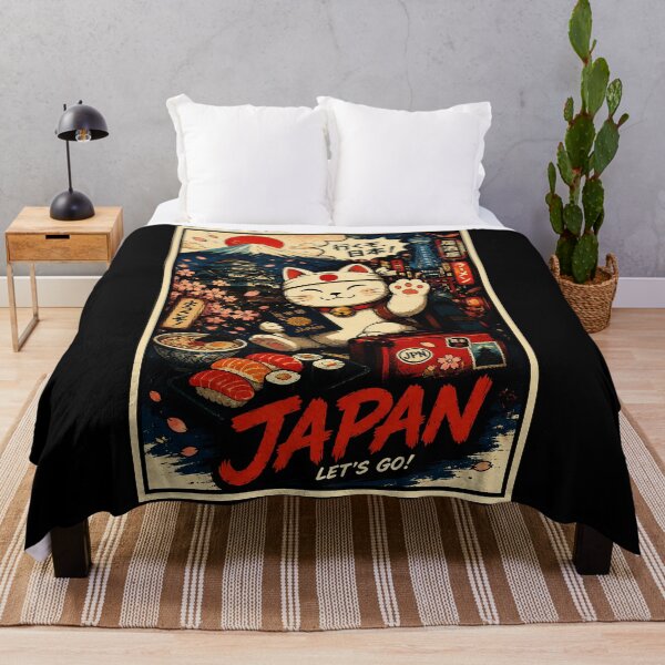 Item preview, Retro Japan Travel Cat Poster with Lucky Mascot Street Vibes designed and sold by eliramaison.