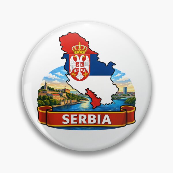 Item preview, Serbia Map, Belgrade River - Balkans Scenic Design designed and sold by Myra365Art.