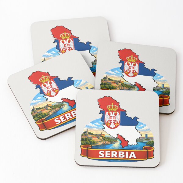 Item preview, Serbia Map, Belgrade River - Balkans Scenic Design designed and sold by Myra365Art.