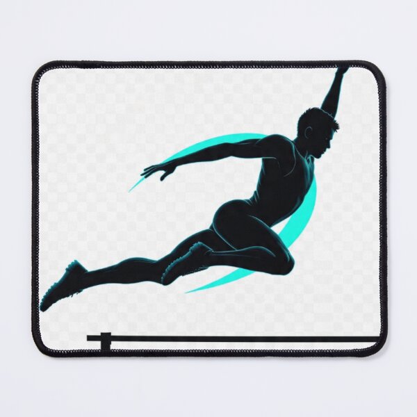 Item preview, Athletic Hurdle Jump Silhouette Neon Blue designed and sold by AiNaturalsOnly.