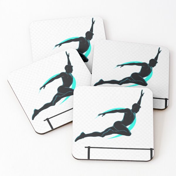 Item preview, Athletic Hurdle Jump Silhouette Neon Blue designed and sold by AiNaturalsOnly.