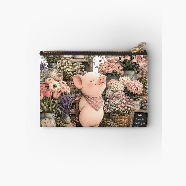 Item preview, Cute Piglet in Flower Shop - Cottagecore Floral  designed and sold by ChubbyGoong.