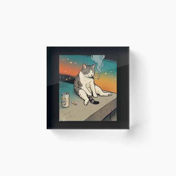 Item preview, Retro Comic Corporate Burnout Cat Smoking With Beer designed and sold by Vermanartist.
