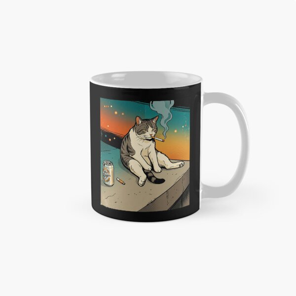 Artikelvorschau, Retro-Comic: Ausgebrannter Firmenangestellter, Katze raucht Bier entworfen und verkauft von Vermanartist.