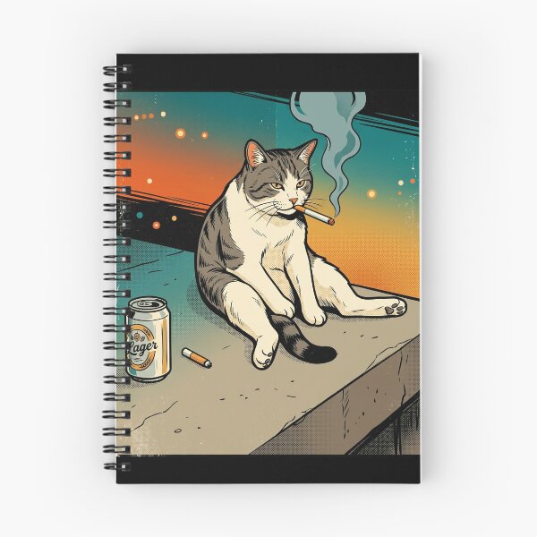 Item preview, Retro Comic Corporate Burnout Cat Smoking With Beer designed and sold by Vermanartist.