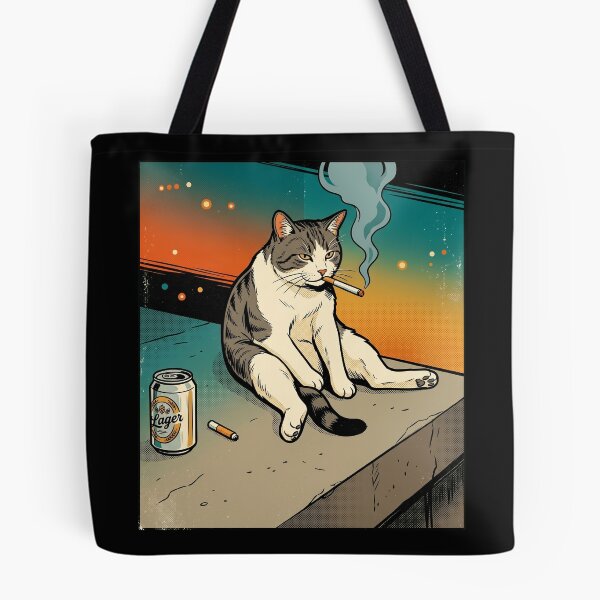 Item preview, Retro Comic Corporate Burnout Cat Smoking With Beer designed and sold by Vermanartist.
