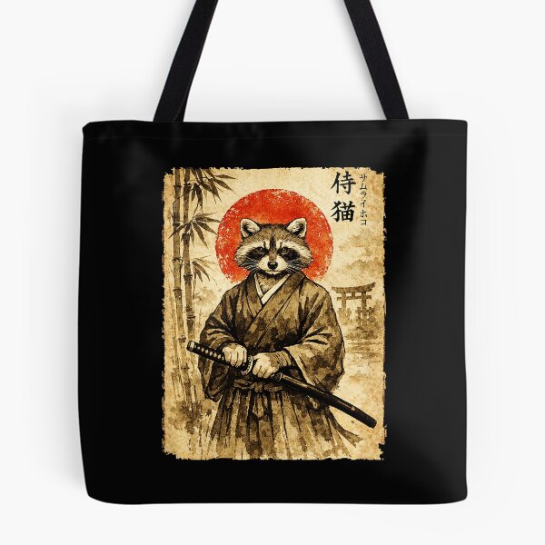Item preview, Vintage Samurai Raccoon Portrait with Japanese Ink Wash Style designed and sold by titanlevi.