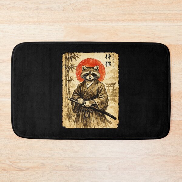Item preview, Vintage Samurai Raccoon Portrait with Japanese Ink Wash Style designed and sold by titanlevi.