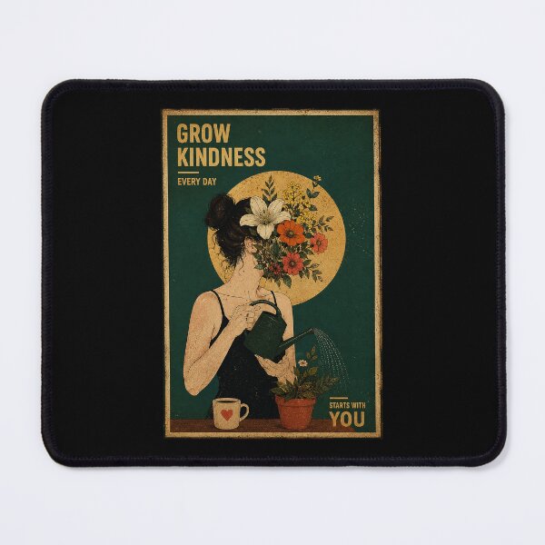 Item preview, Vintage Botanical Woman Watering Flowers With Grow Kindness designed and sold by ferminhays.
