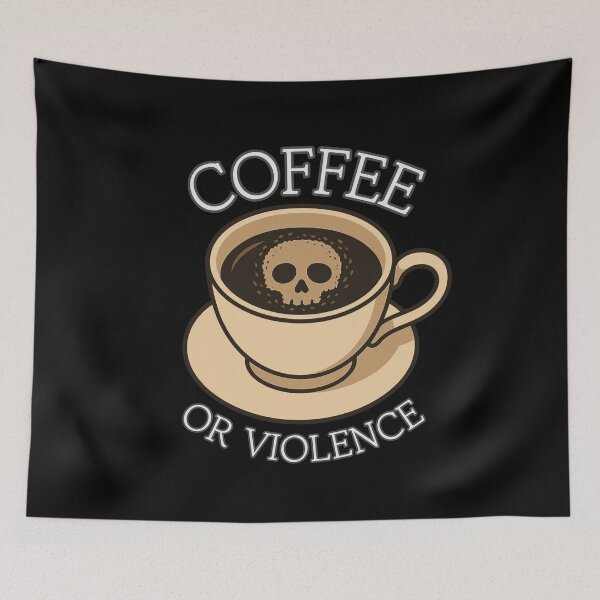 Item preview, coffee or violence simple classic design designed and sold by OldSkullDesigns.