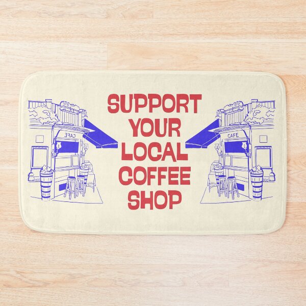 Item preview, Support Your Local Coffee Shop Retro Cafe Line Art designed and sold by SilverSeaBKK.