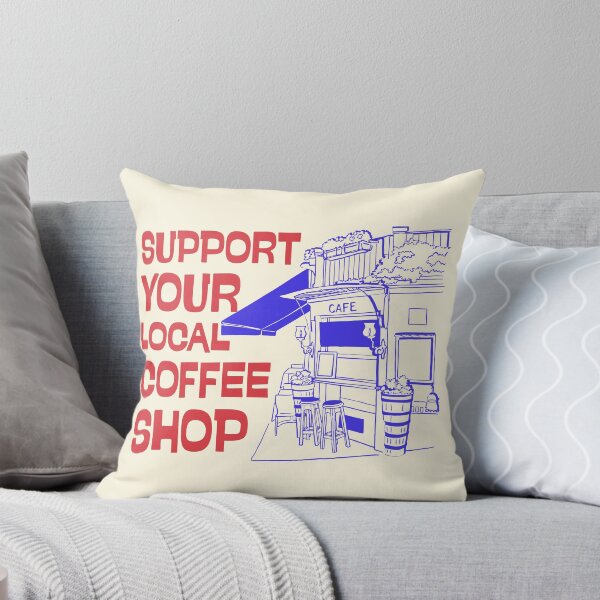Item preview, Support Your Local Coffee Shop Retro Cafe Line Art designed and sold by SilverSeaBKK.