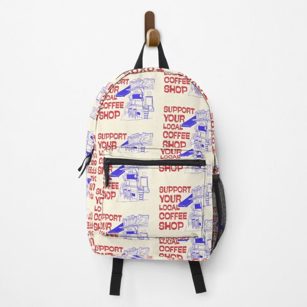 Item preview, Support Your Local Coffee Shop Retro Cafe Line Art designed and sold by SilverSeaBKK.