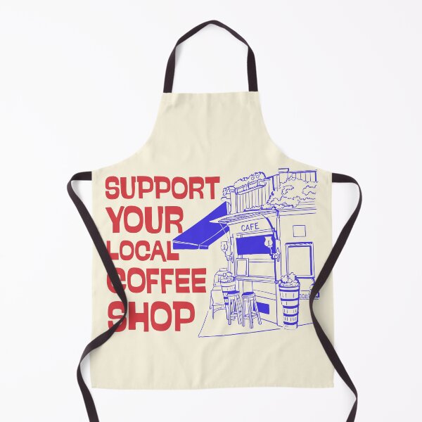 Item preview, Support Your Local Coffee Shop Retro Cafe Line Art designed and sold by SilverSeaBKK.