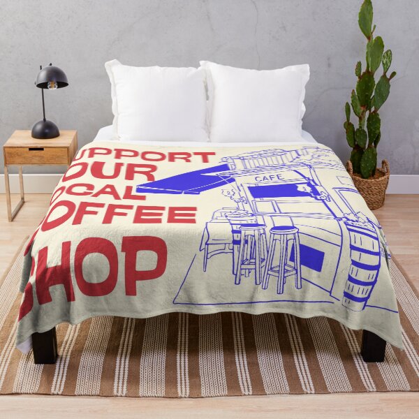 Item preview, Support Your Local Coffee Shop Retro Cafe Line Art designed and sold by SilverSeaBKK.