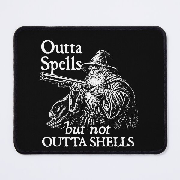 Item preview, Funny Wizard Gun Shirt, Vintage Outta Spells But Not Outta Shells designed and sold by kennedy-brook.