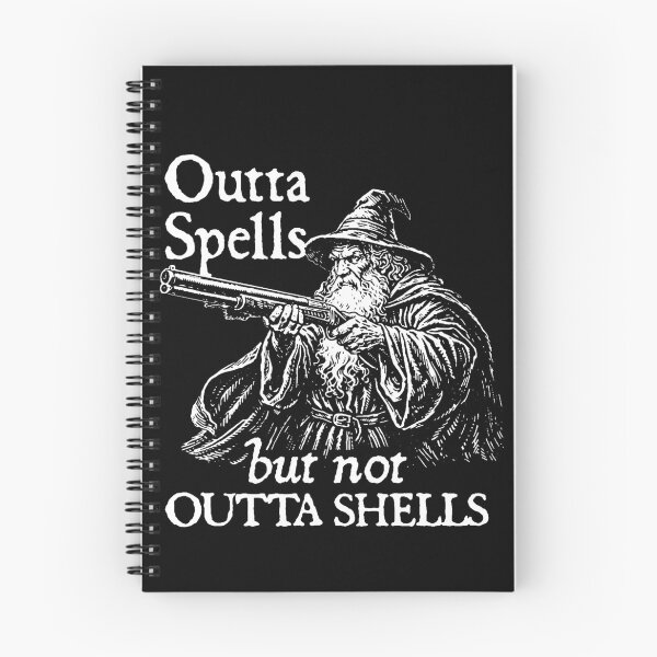 Item preview, Funny Wizard Gun Shirt, Vintage Outta Spells But Not Outta Shells designed and sold by kennedy-brook.