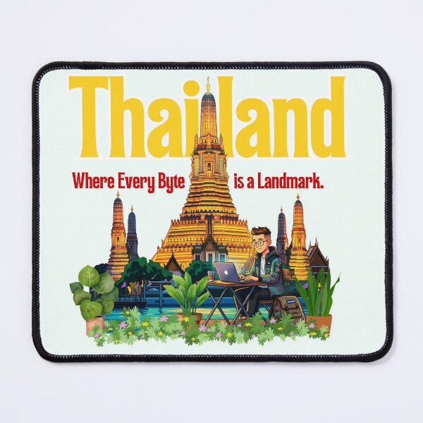 Item preview, Thailand Digital Nomad Wat Arun Bangkok Travel Art designed and sold by SilverSeaBKK.