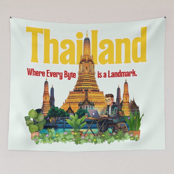 Item preview, Thailand Digital Nomad Wat Arun Bangkok Travel Art designed and sold by SilverSeaBKK.