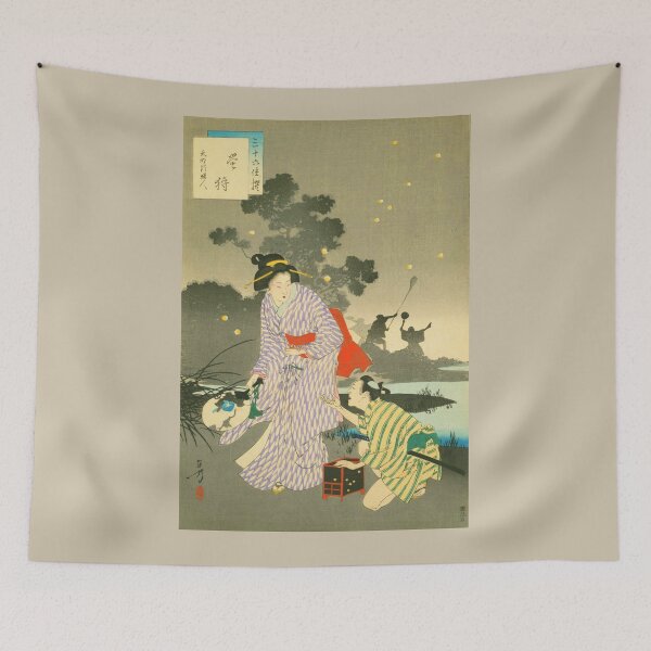 Item preview, Vintage Japanese Ukiyo-e Firefly Catching Art  designed and sold by SakuraMarket26.