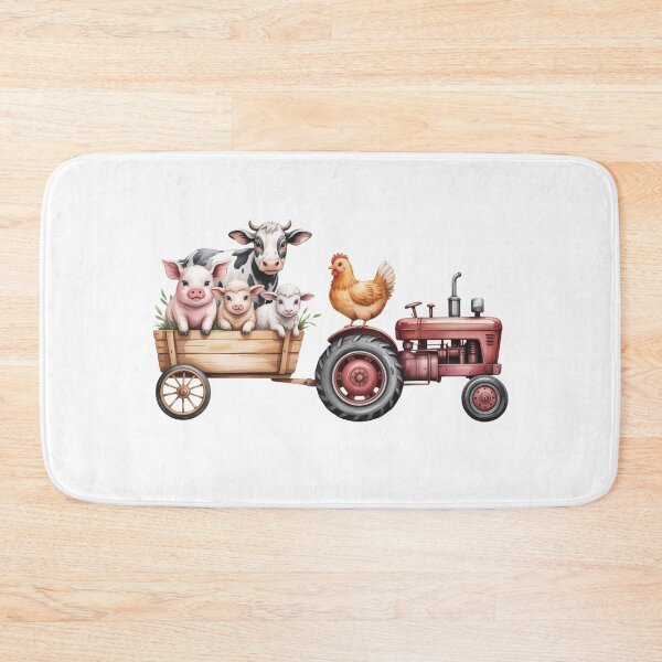 Item preview, Cute Farm Animals on Red Tractor - Whimsical Barnyard Friends Countryside Illustration designed and sold by Picasfarmer.