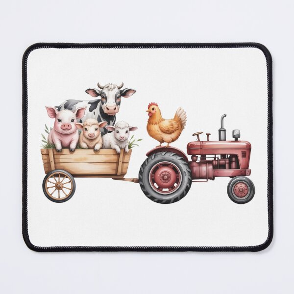 Item preview, Cute Farm Animals on Red Tractor - Whimsical Barnyard Friends Countryside Illustration designed and sold by Picasfarmer.