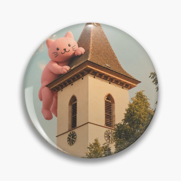 Item preview, Pink cats climb onto the city church in Lörrach designed and sold by Mauswohn.