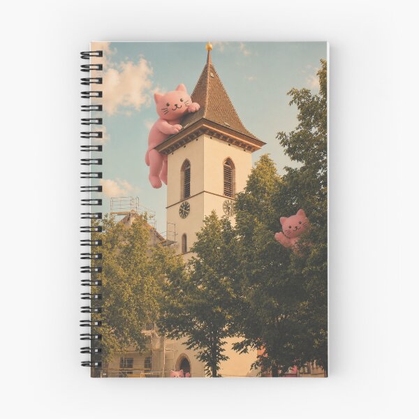 Item preview, Pink cats climb onto the city church in Lörrach designed and sold by Mauswohn.