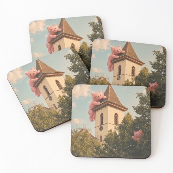 Item preview, Pink cats climb onto the city church in Lörrach designed and sold by Mauswohn.