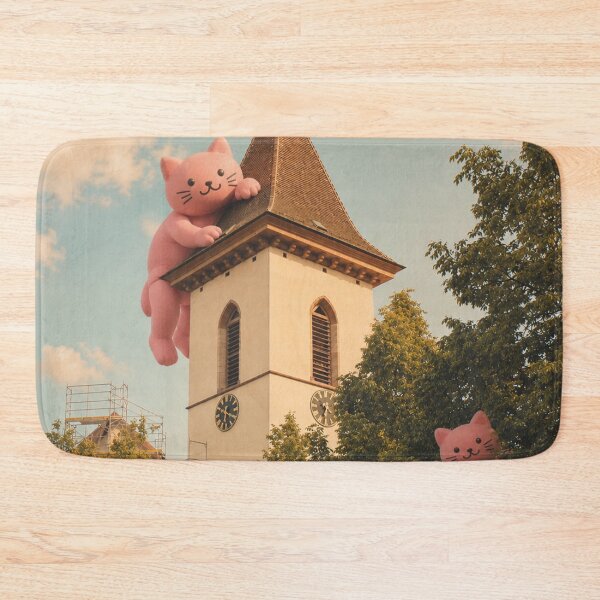 Item preview, Pink cats climb onto the city church in Lörrach designed and sold by Mauswohn.