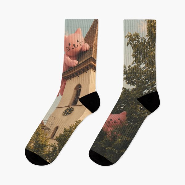 Item preview, Pink cats climb onto the city church in Lörrach designed and sold by Mauswohn.