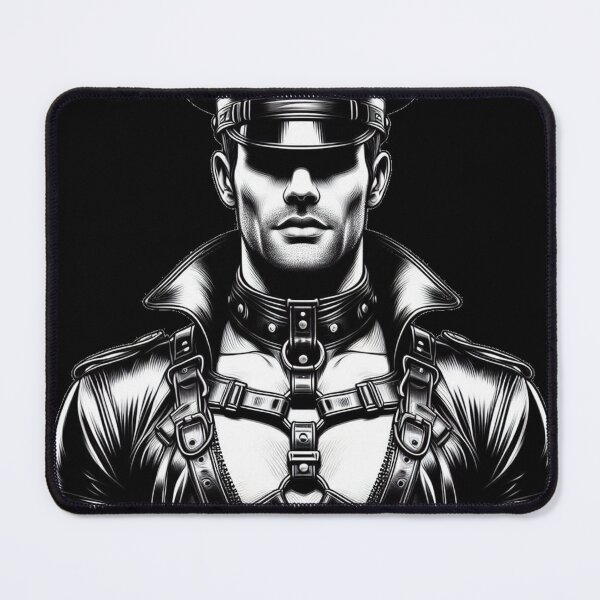 Item preview, Black & White Tom of Finland Tribute Leather Daddy Gay Pride Graphic Design designed and sold by ItsAKinkThing.