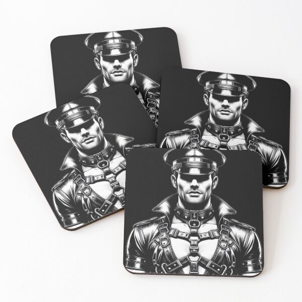 Item preview, Black & White Tom of Finland Tribute Leather Daddy Gay Pride Graphic Design designed and sold by ItsAKinkThing.