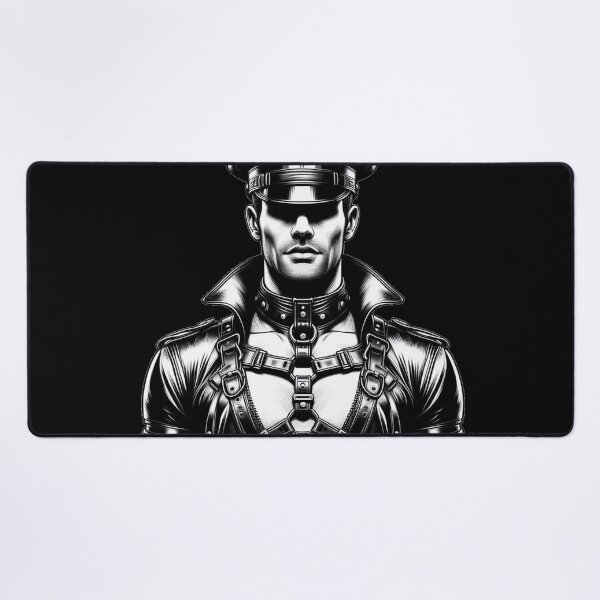 Item preview, Black & White Tom of Finland Tribute Leather Daddy Gay Pride Graphic Design designed and sold by ItsAKinkThing.