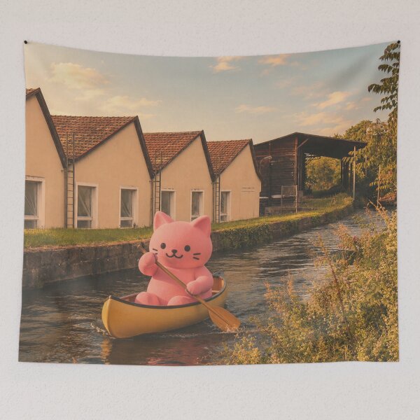 Item preview, Pink cat goes canoeing on the canal designed and sold by Mauswohn.