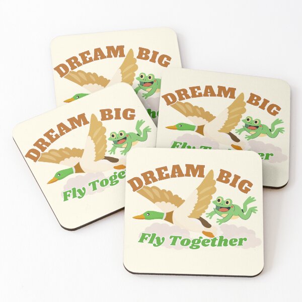Item preview, Dream Big Fly Together Cute Mallard Duck and Frog Art designed and sold by SilverSeaBKK.