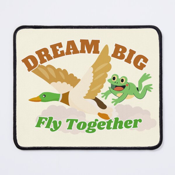 Item preview, Dream Big Fly Together Cute Mallard Duck and Frog Art designed and sold by SilverSeaBKK.