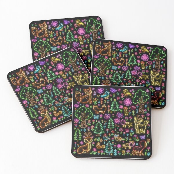 Artikelvorschau, Cute Neon Forest Animals Anime Nature entworfen und verkauft von DervoTeck2767.
